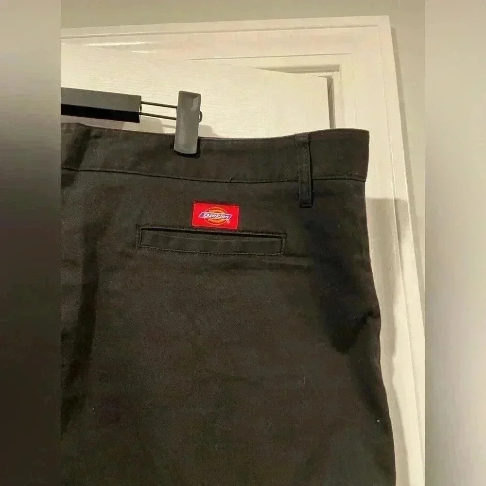 Dickies Black Cotton Spandex Mini Skirt Back Slit Button Front Plus Size 24 - Picture 5 of 10